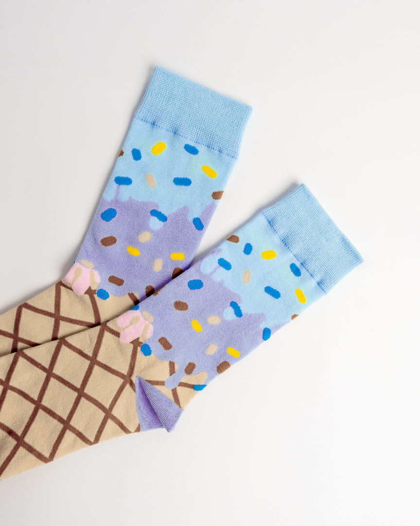 Sprinkle Ice Cream Cone Crew Socks – Blue & Lavender