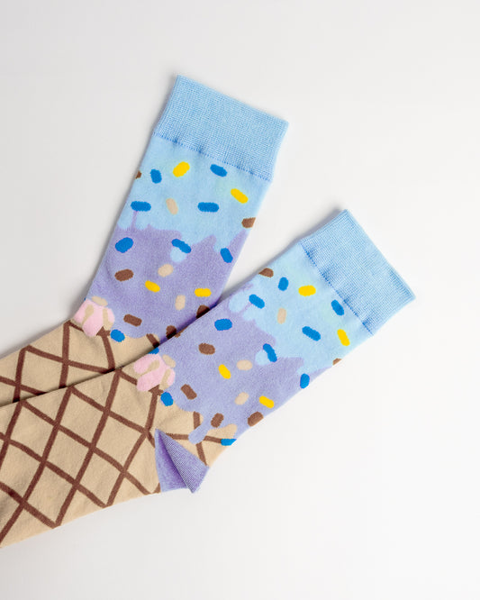 Sprinkle Ice Cream Cone Crew Socks – Blue & Lavender