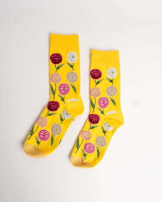 Colourful Blooms Crew Socks – Sunshine Yellow