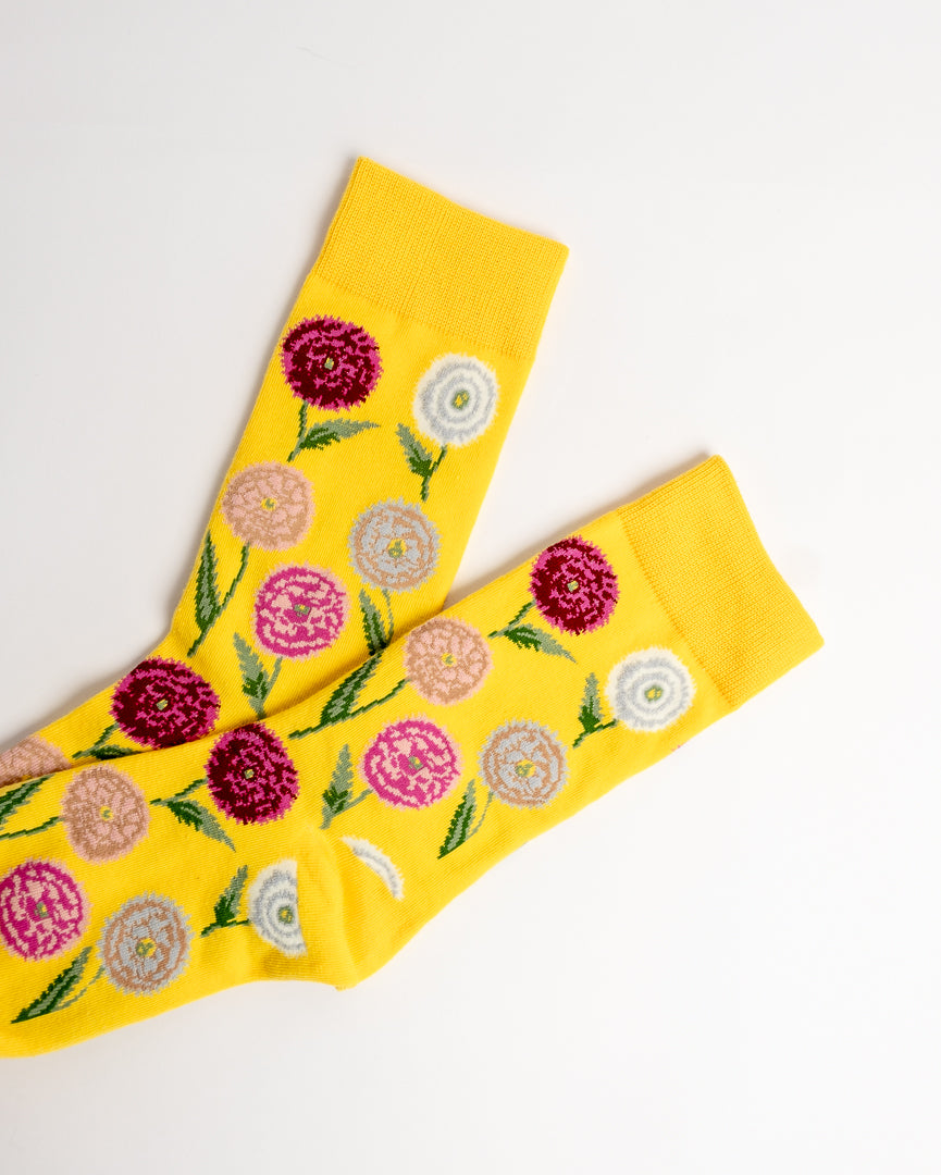 Colourful Blooms Crew Socks – Sunshine Yellow