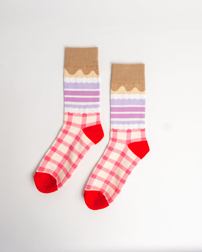 Picnic Check Crew Socks – Pink & Lilac