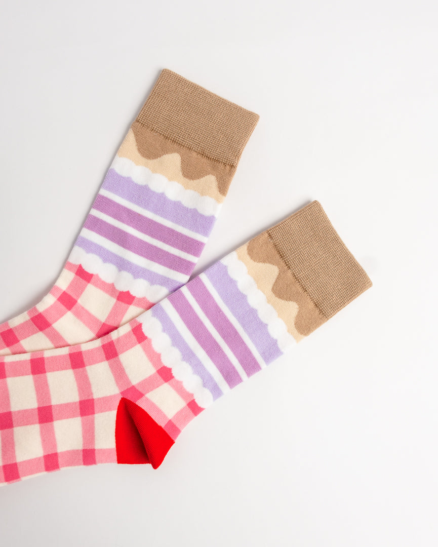 Picnic Check Crew Socks – Pink & Lilac