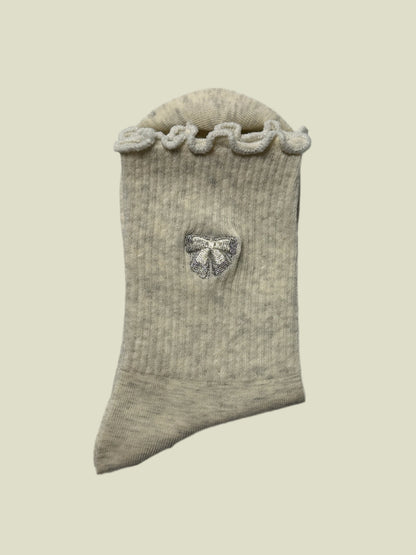 Elegant Bow Ruffle women's Crew Socks