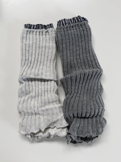 Soft Rib Knit Leg Warmers – Cotton Wool Blend Ruffle Trim Winter Essentials
