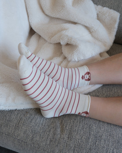 Bunny Stripe Cotton Quarter Socks – Women’s Everyday Socks