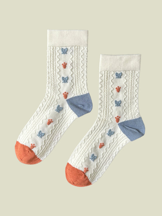 Playful Paw and Butterfly Modal Women's Crew Socks